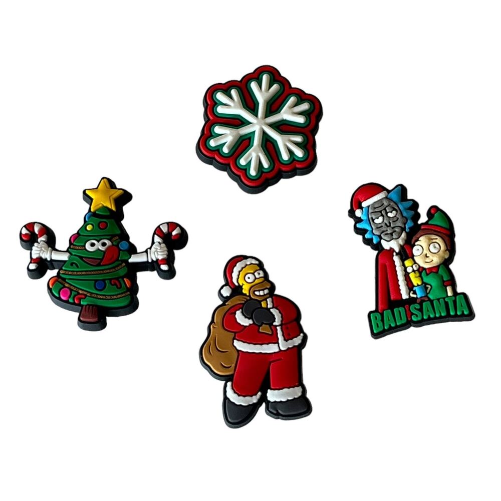 NEW The Simpsons Christmas SHOE CHARMS 4pc for Croc Shoes Zippers Tree Santa